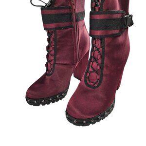 Lug Sole Snow Booties Size 7 Waterproof Chunky Heel Platform with Drawstring